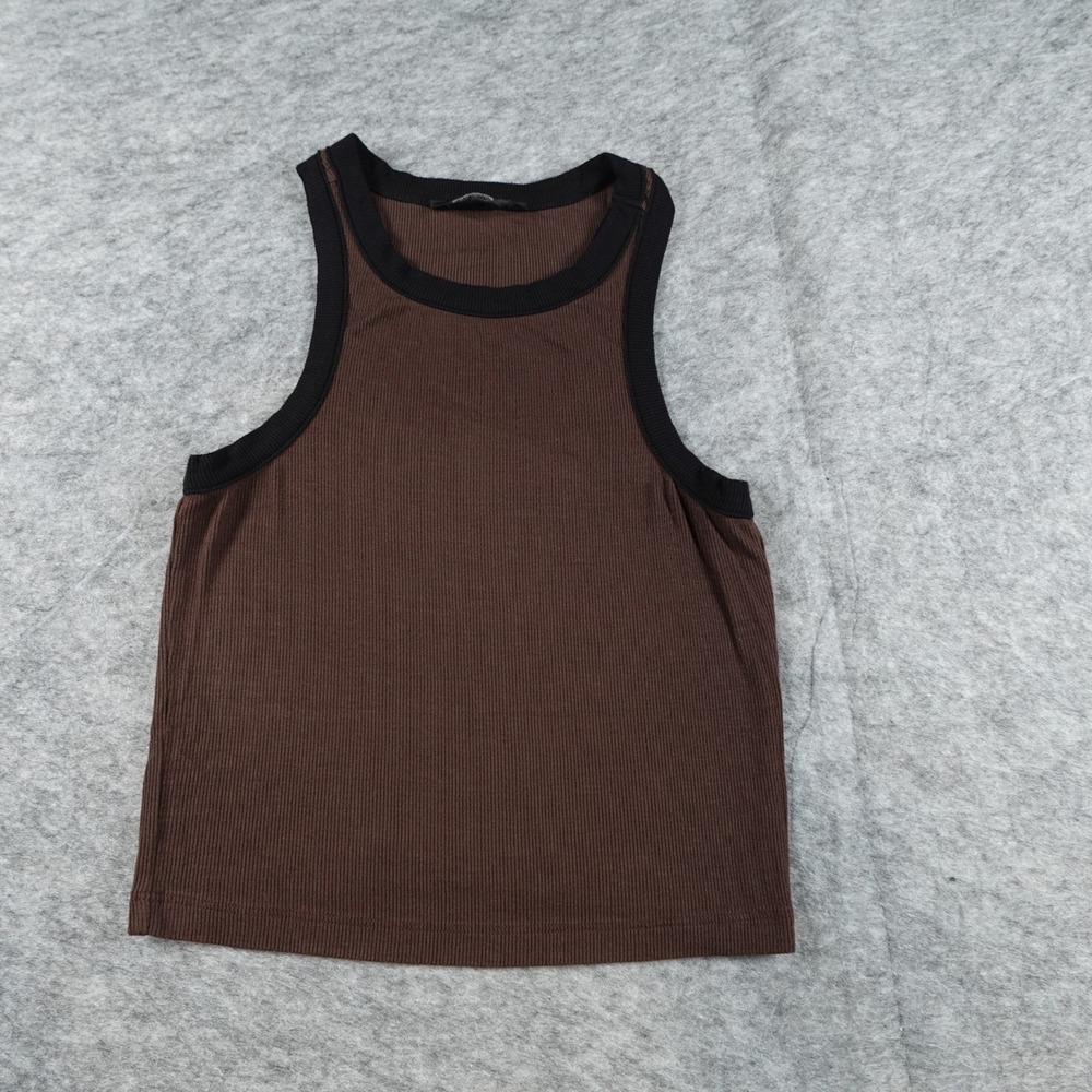 Splits59 Top Womens Small‎ Brown Black Kiki Ribbed Crop Tank Racerback